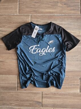 NFL Philadelphia Eagles Lace-Up Tee in Midnight Green and Black